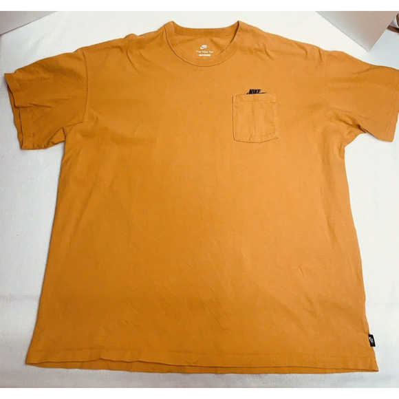 The Nike Tee Mens Shirt XL Loose Fit Pocket Gold 100% Cotton Embroidered Swoosh - Picture 1 of 11
